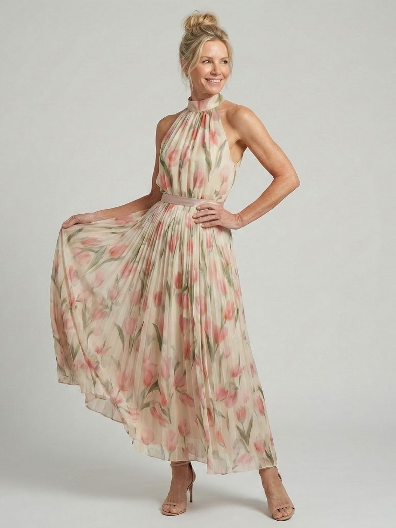 heather halter dress Aurelle™ Neck Floral Midi – & Co VOSN_Sept23 hijab satin dress ramadan it transitions seamlessly from Size:6 UK